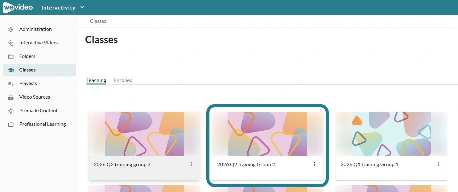 The class on the classes page in the Interactivity space