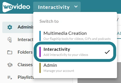 The interactivity option in the app switcher