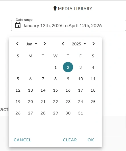The date adjustment for the displayed data