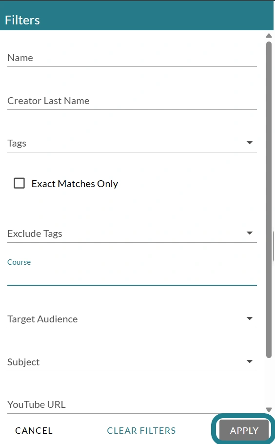 The filter tool for the media library