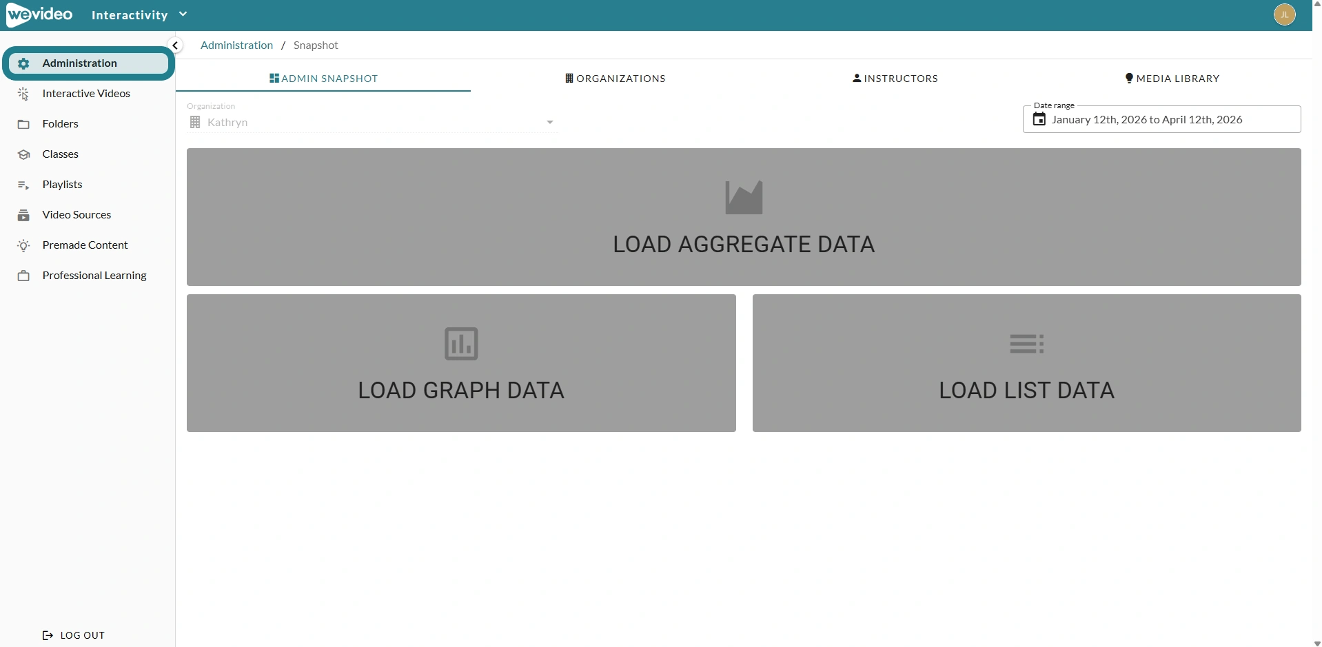 The administration tab in the Interactivity space.