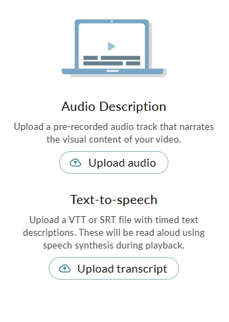The upload audio and the upload transcript button.