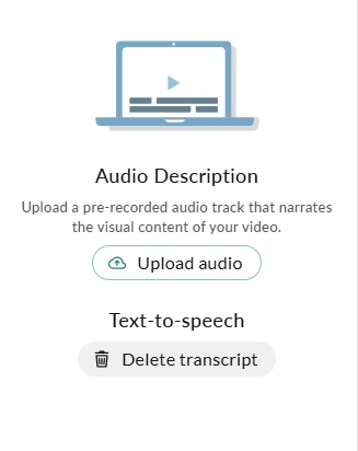 The delete transcript and delete audio buttons.