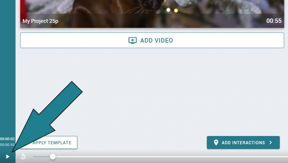 The play button in the interactive video editor.