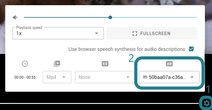 The audio description option in the interactive video editor.