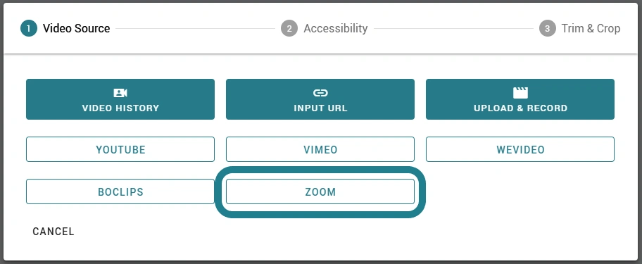 The zoom option in the video sources list.