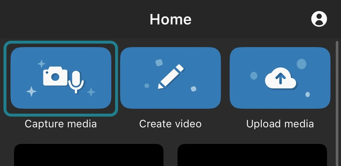 The capture media button in the WeVideo mobile app