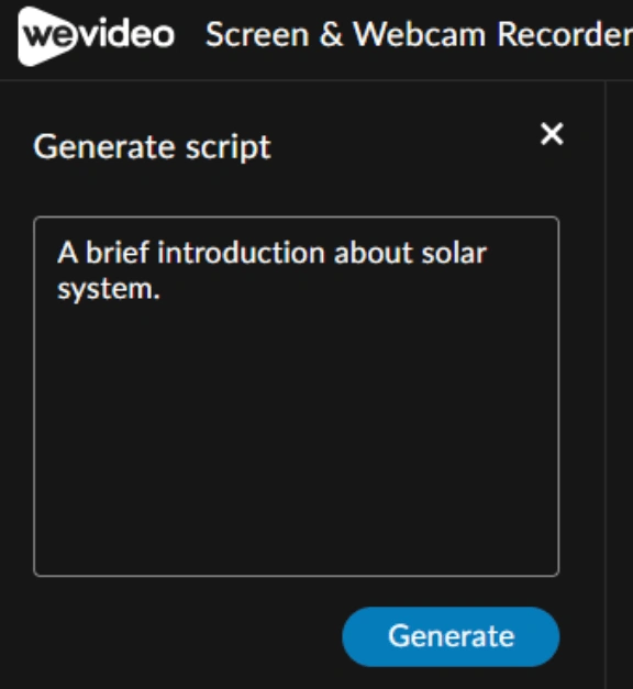 Enter the prompt for the script generator.