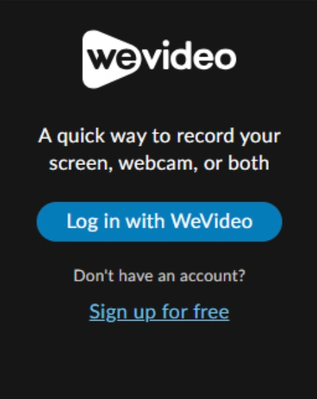 Log in to WeVideo screen recorder