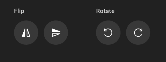 The flip and rotate options for the clip.