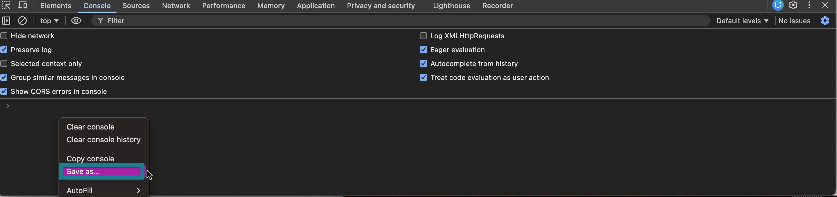 Save the console log from the Console tab in the developer tool.