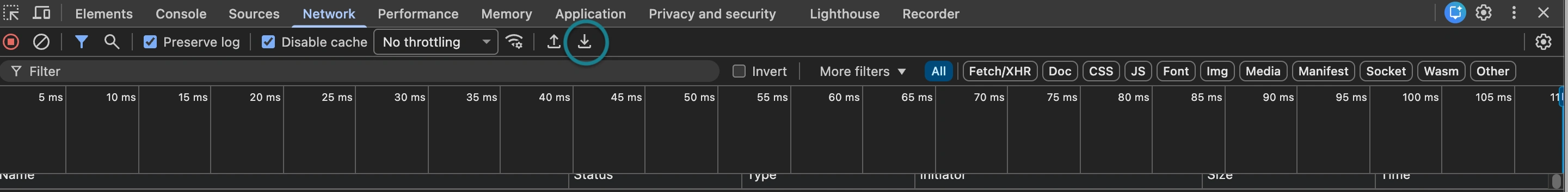The export HAR option on the network tab
