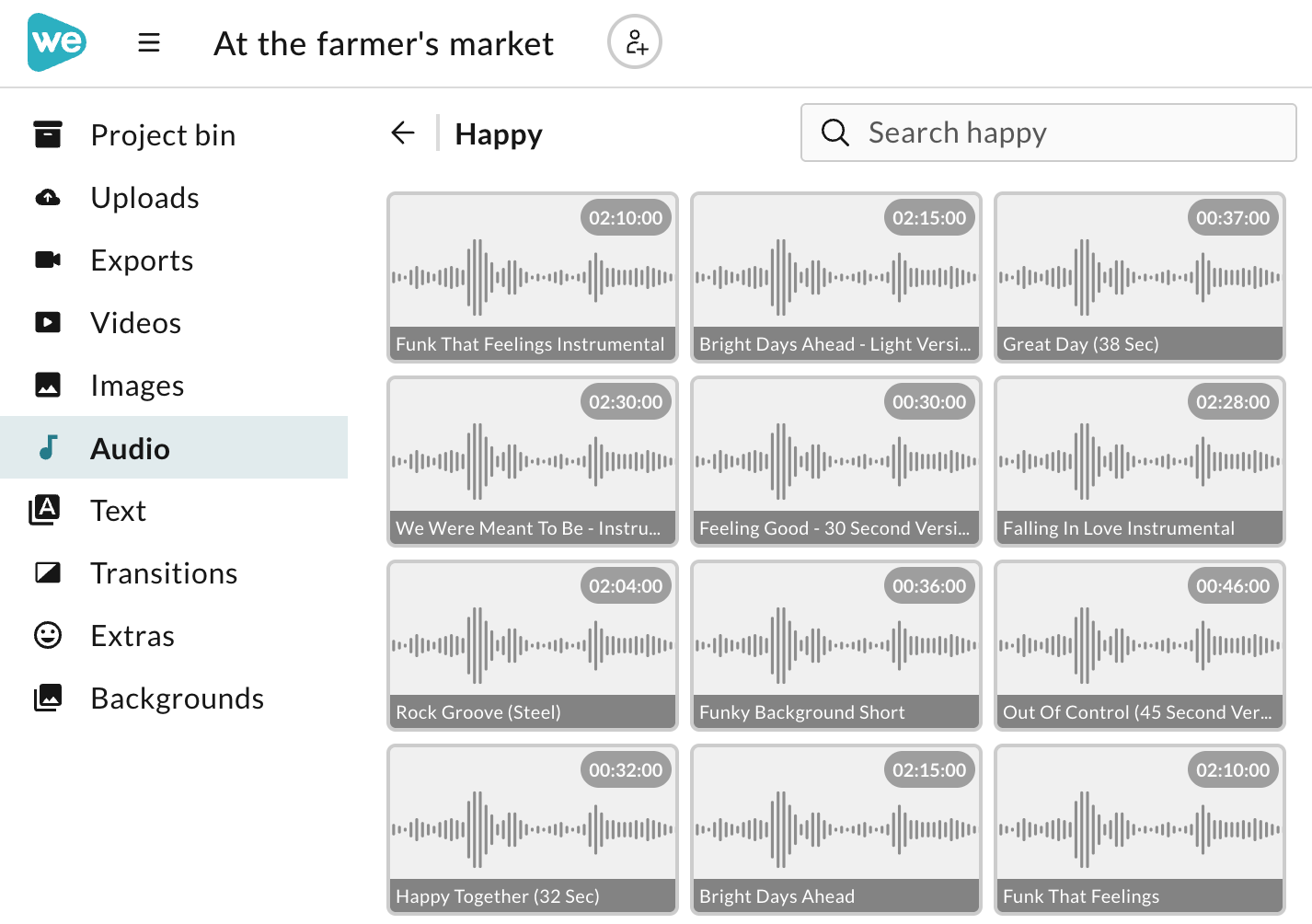 Audio clips in the essential library.