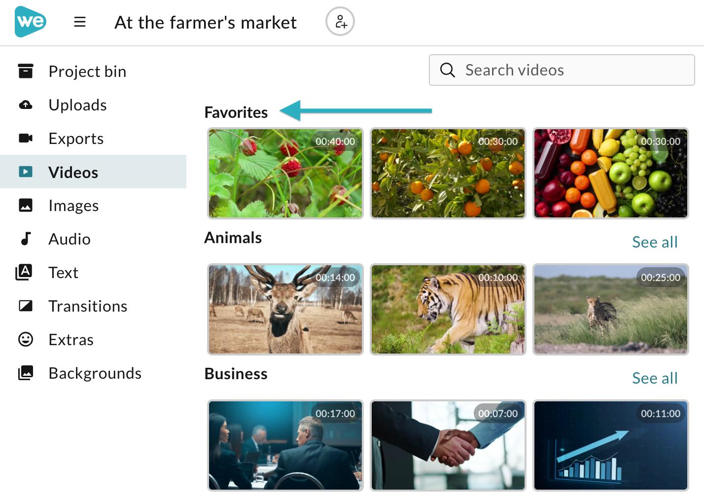 The bookmarked clips will be placed in the Favorites section in the essential library.