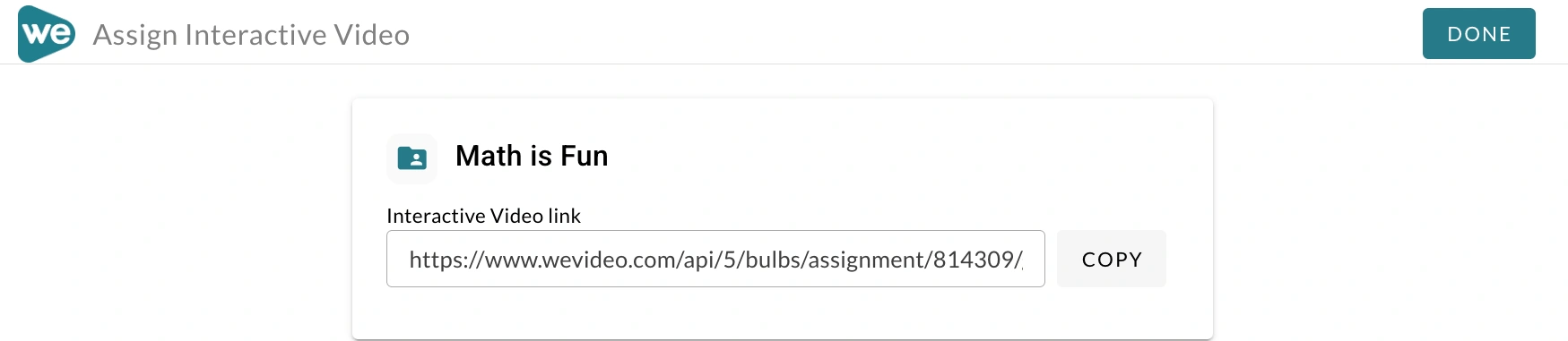 The assign links for the assigned interactive videos.