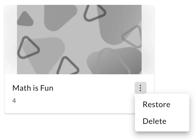 The restore option for the archived class