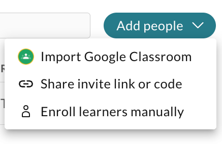 The add people options for the class.