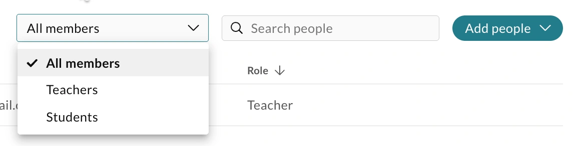 Filter users in the class by role