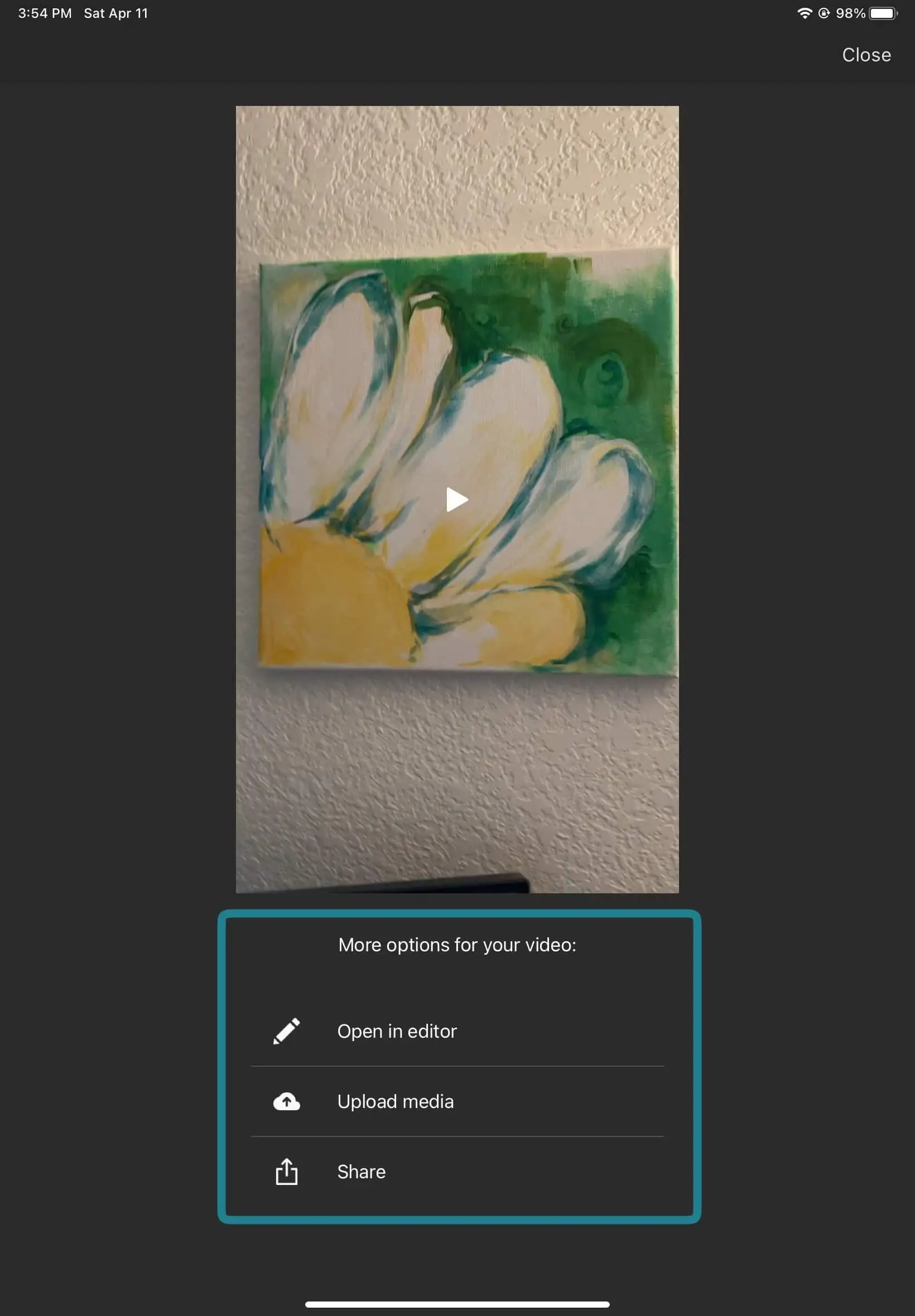 The save options for the recorded media in the WeVideo app