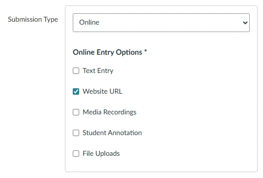 The submissions type for the Canvas assignment