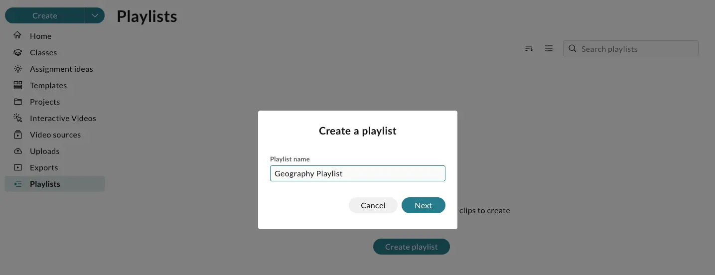 Enter the name for the playlist