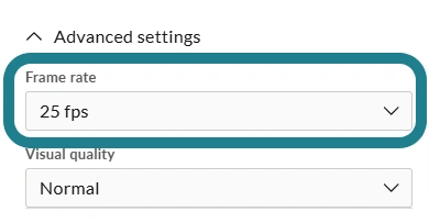 The fps setting for the export