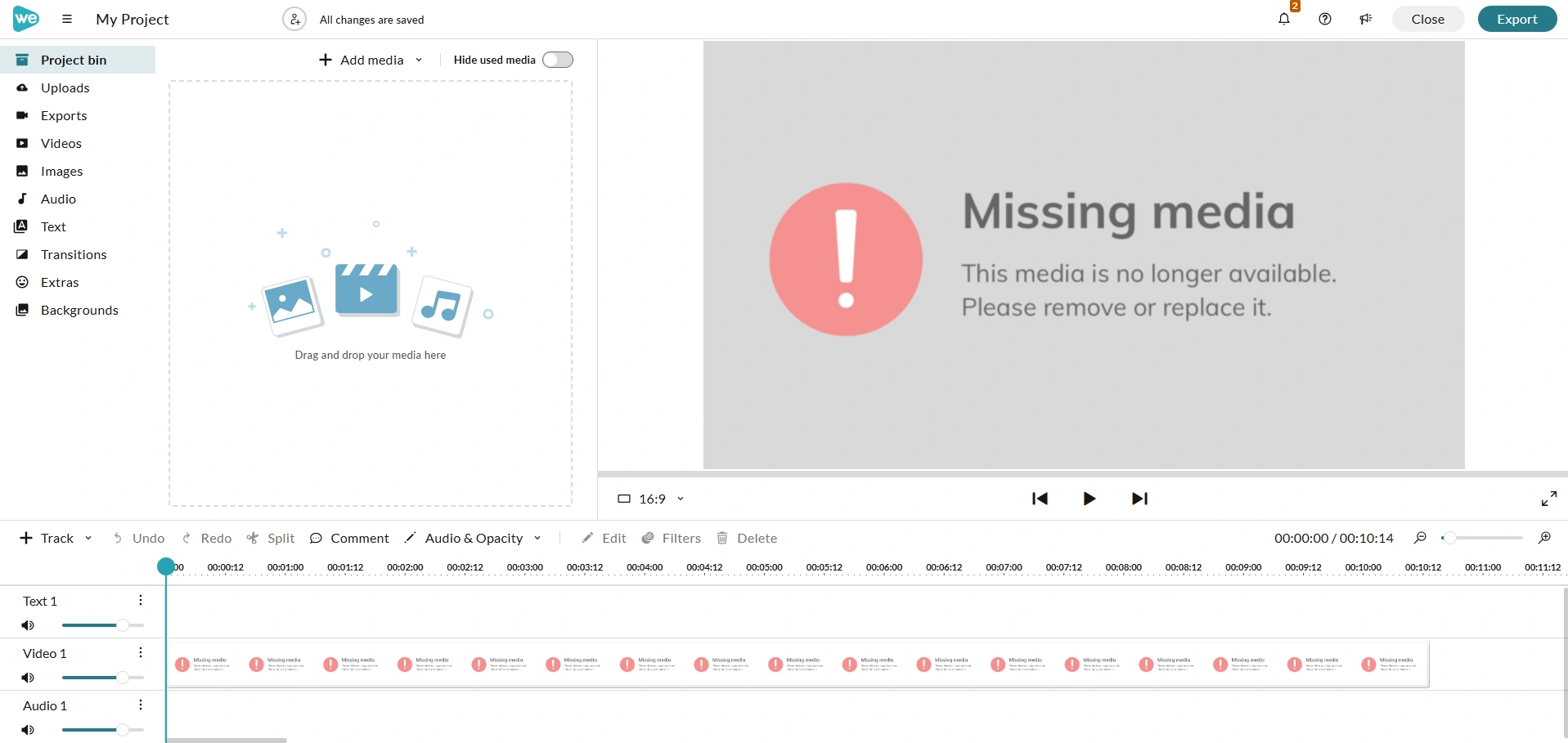 The missing media error message