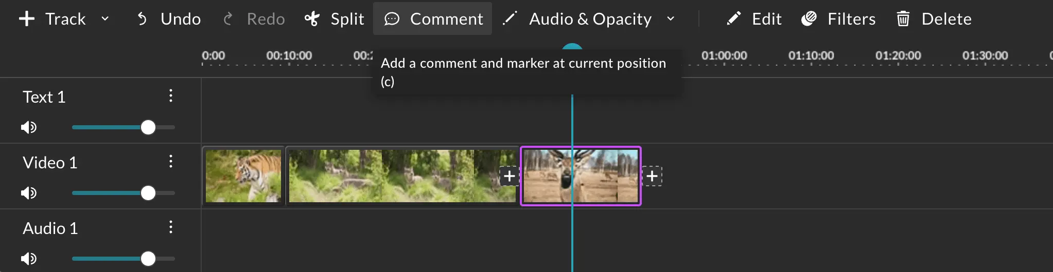 Select a clip from the timeline in the video editor