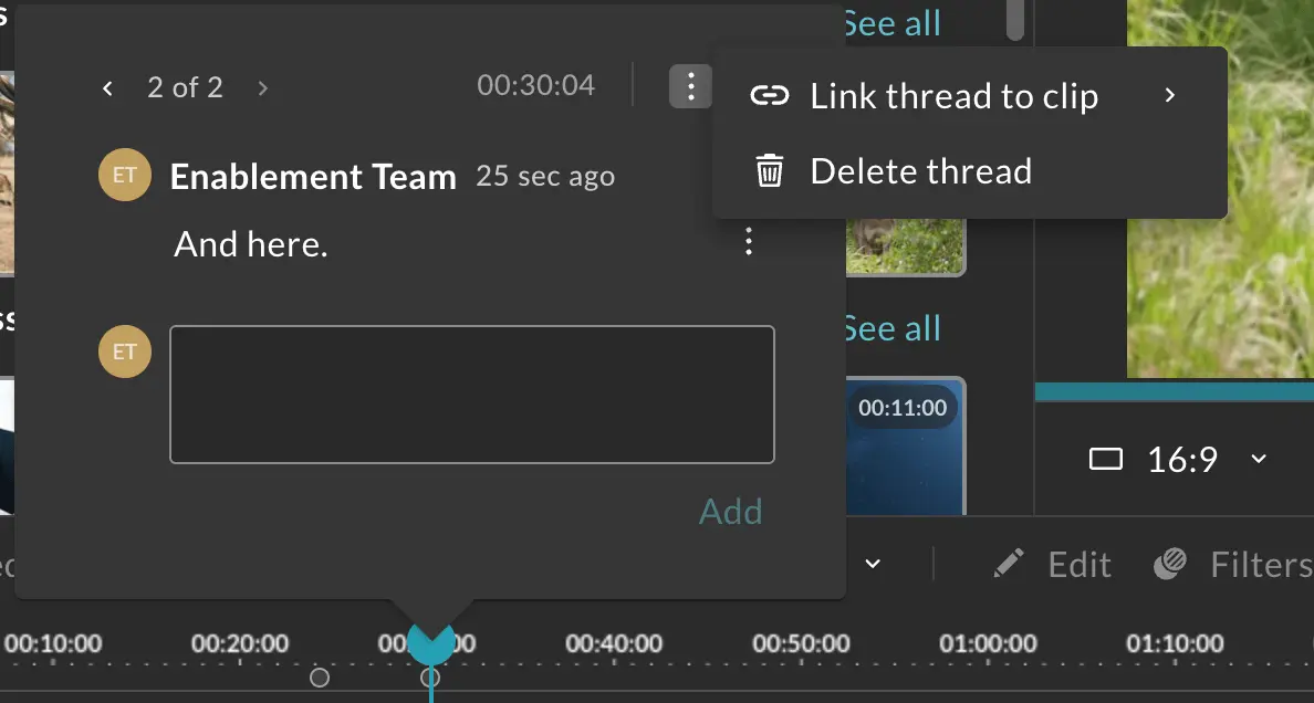The link thread to clip option for the marker