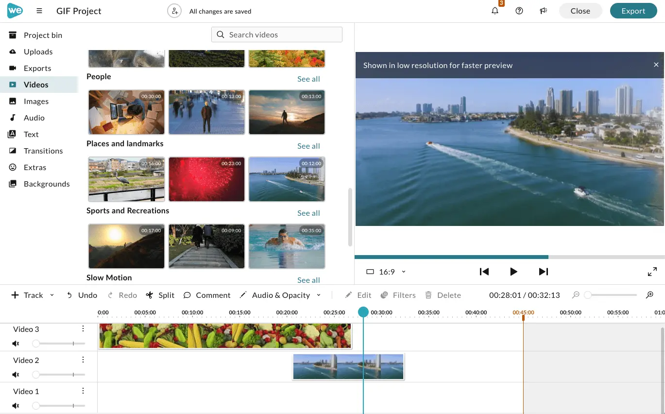 WeVideo editor in GIF mode