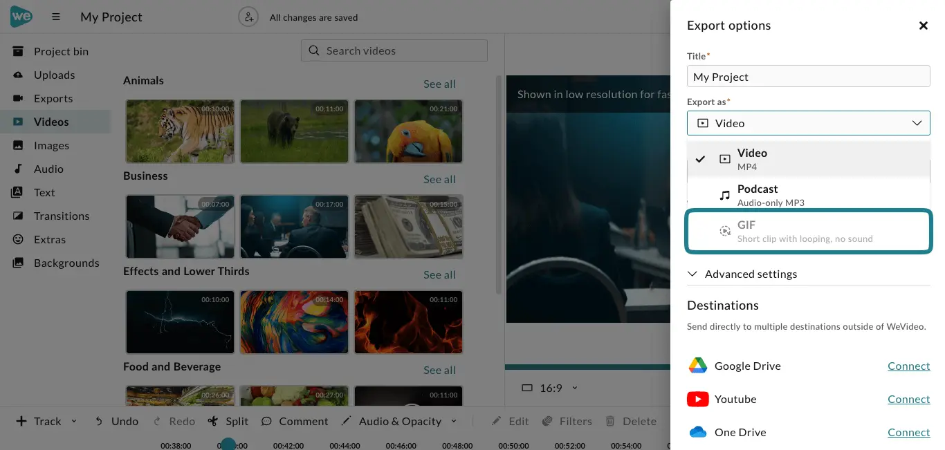 The GIF option is grayed out.
