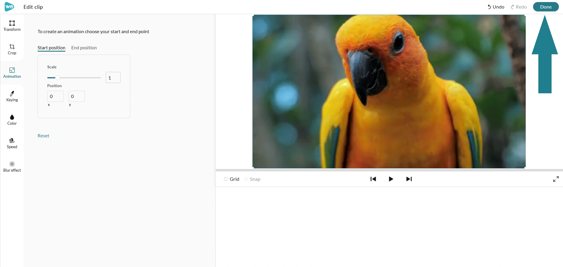Click Done to save the animation