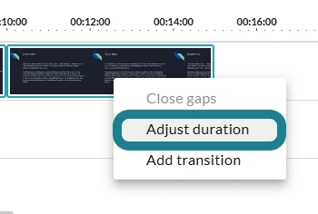 The adjust duration option for the imported slides.