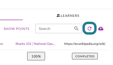 The refresh button on the playlist monitor page.