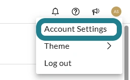 The account settings option in the Multimedia Creation space