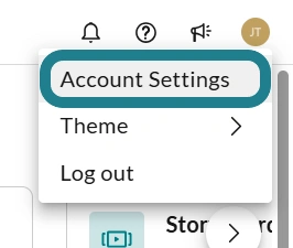 The account settings in the Multimedia Creation space