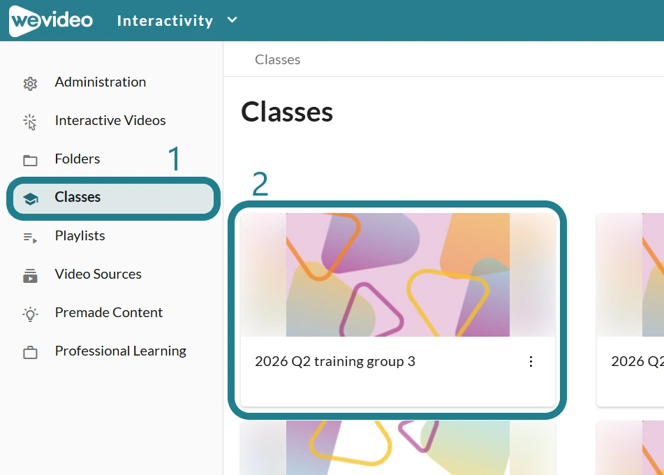 The classes page and the class in Interactivity