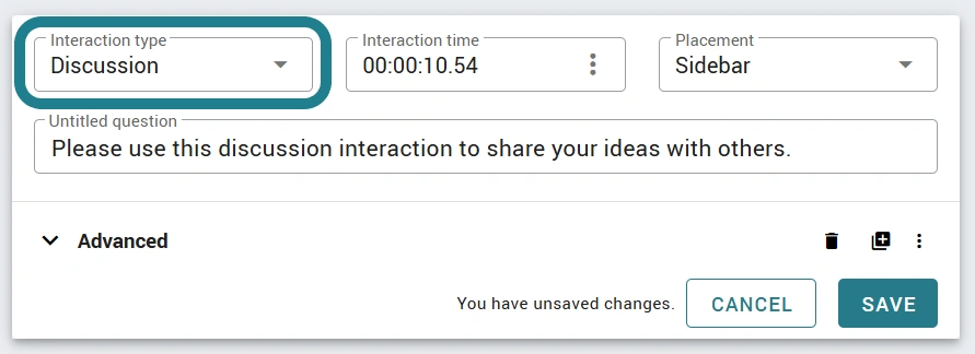 Change the interaction type to Discussion