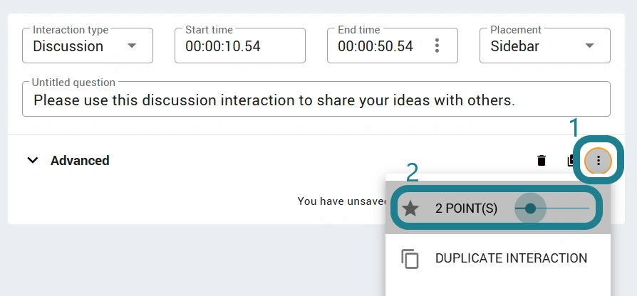 Adjust the points for the discussion with the slider.