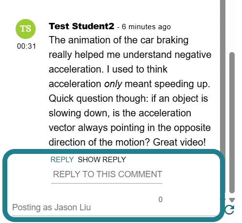 The reply section for users to enter their comments.