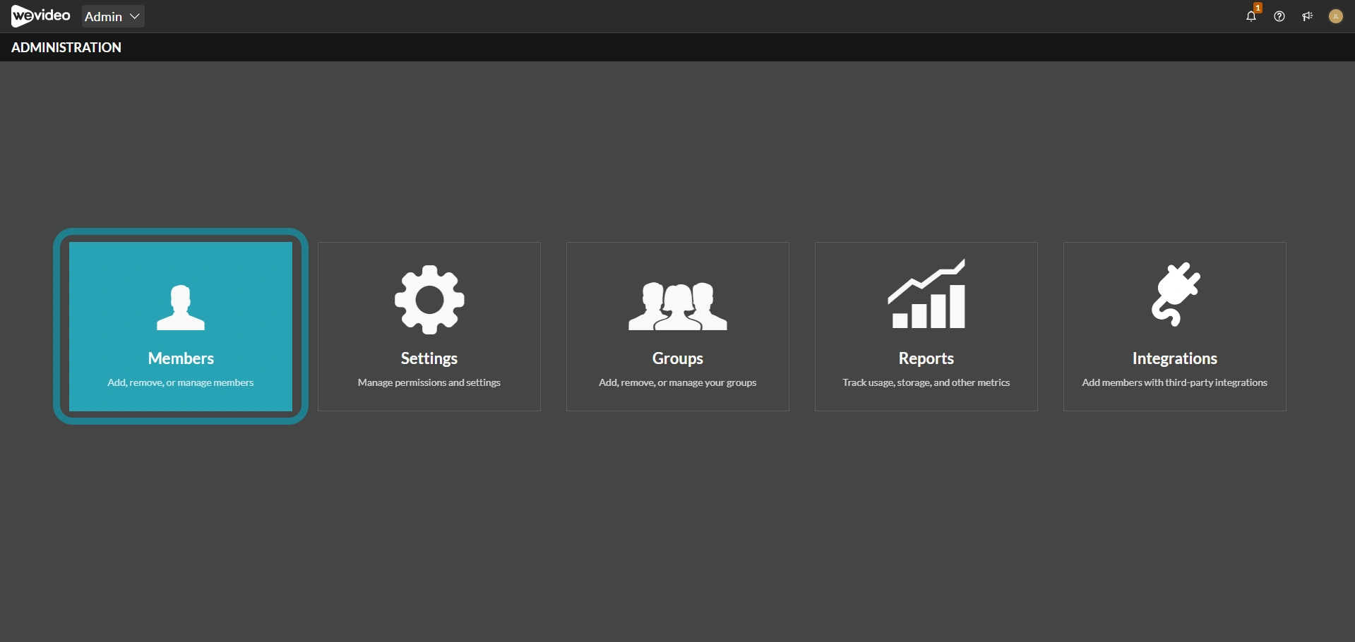 The members option on the admin page