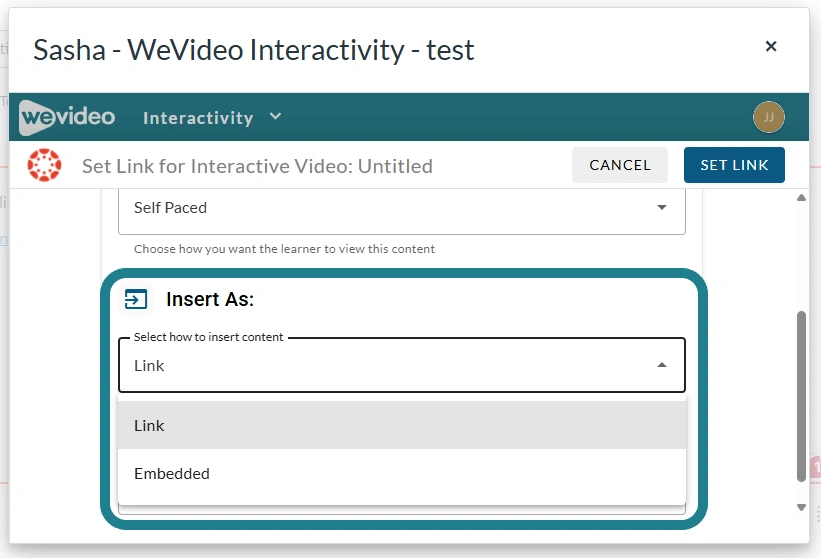 The inset as options for the linked interactive content.