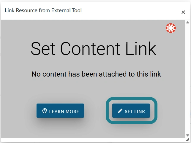The set link button on the manage link page in Interactivity