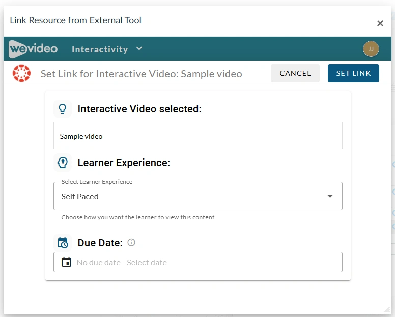 The assign content page in Interactivity