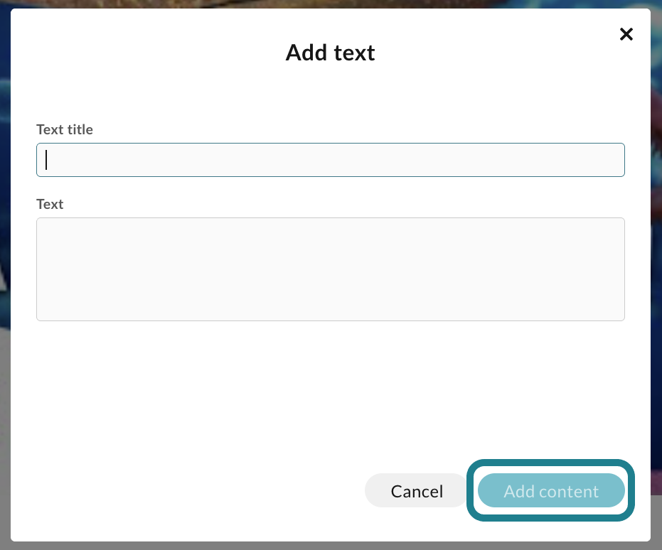 Enter the title and content for the text item, then click the Add Content button to add it to the learning path.