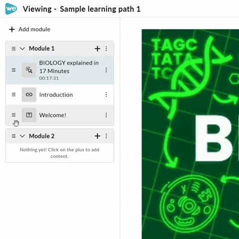 Drag and drop the items in the module to adjust their order.