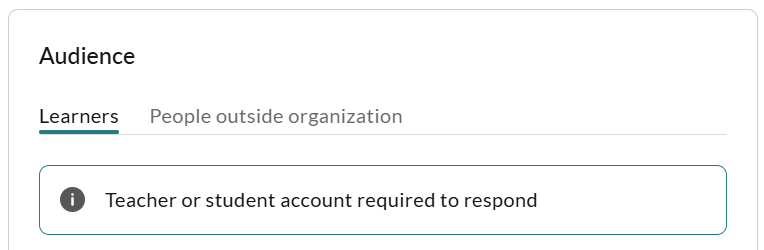 Select the audience as users with WeVideo accounts or people outside of your organization.