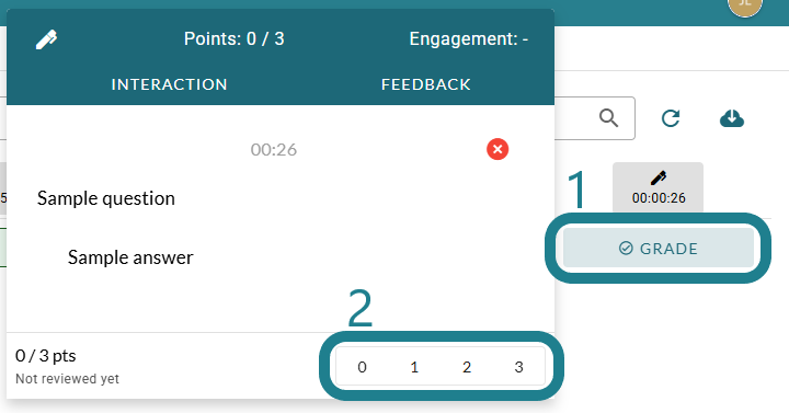 Click the grade icon and assign a grade to the learner.
