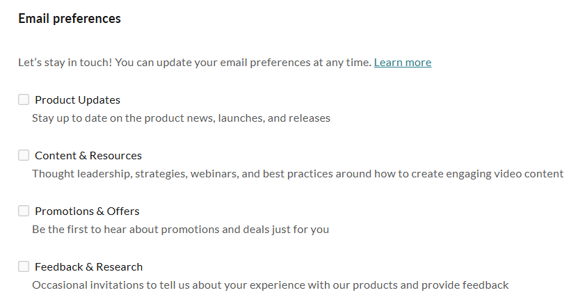 The email preferences settings under the privacy settings