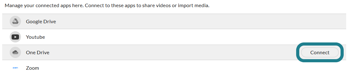 The connect button to let users connect their accounts with WeVideo